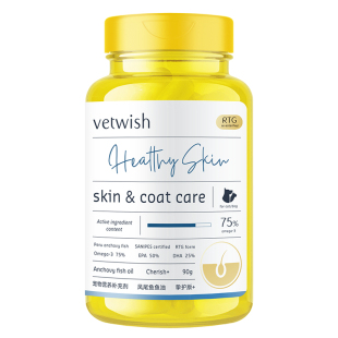 vetwish宠物鱼油猫用卵磷脂美毛护肤猫用V97鱼油胶囊猫专用