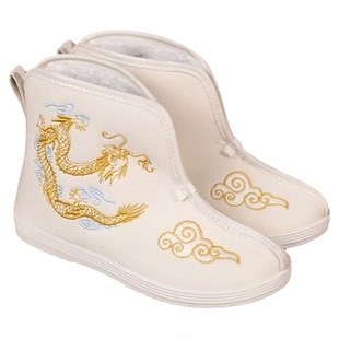 醒狮鞋儿童中式拜年鞋男童古风鞋儿童鞋子汉服加绒鞋中国冬季棉鞋