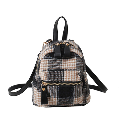 呢子布迷你双肩包可爱小清新背包