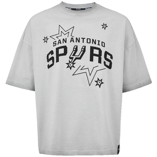 25春季新品 NBA ATELIER男士马刺队水洗宽松圆领字母短袖T恤潮