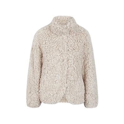 sdeer仿羊羔毛短款毛呢外套女