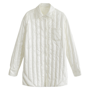 因由 格雷系穿搭时髦轻生活御寒_90白鸭绒极简轻盈短裤衬衫羽绒服