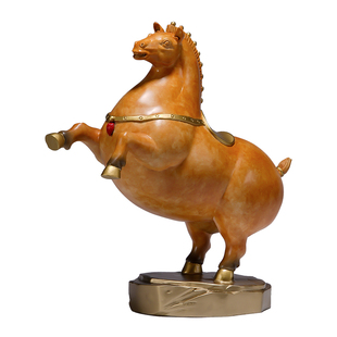 黄铜《盛世唐马》马摆件客厅酒柜电视柜玄关办公室家居桌面装饰品