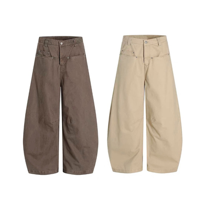 美式复古美拉德廓形弯刀牛仔裤