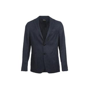 【自营】Zegna/杰尼亚男士桑蚕丝羊毛混纺休闲直筒格纹西装外套