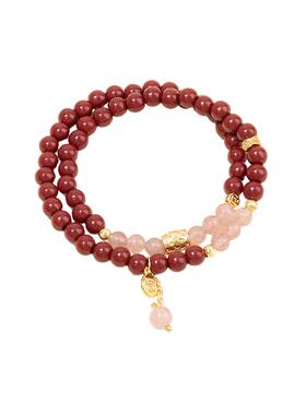 三福手作朱砂双层手链单条 复古时尚休闲首饰配饰手串850902