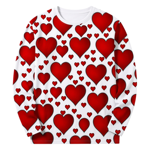Men's Love Printed Long Sleeve T-shirt男士爱心3D印花长袖T恤