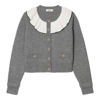 SANDRO女装法式荷叶领针织开衫