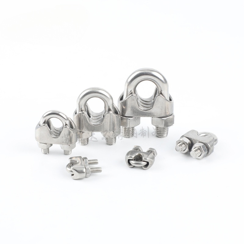 316不锈钢U型卡头猫爪扣钢丝绳夹锁扣卡扣钢丝夹卡线夹头绳