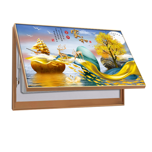 电表箱装饰画免打孔电闸盒配电箱晶瓷画镶钻轻奢简约新款配电盒