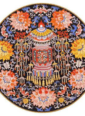 铜盘摆件宝相添福灯掐丝珐琅彩新中式玄关客厅坐盘景泰蓝手工礼品