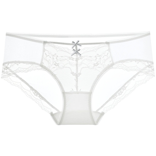 3件159|商场同款MYBODY新款女士内裤蕾丝网纱抗菌纯棉底裆平角裤