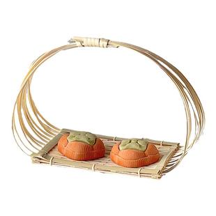 中式手工竹编小提篮创意手提水果竹篮子茶点心糕点托盘零食摆放盘