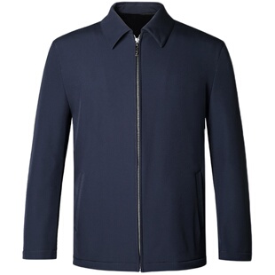 爱缪斯男士加绒加厚行政夹克中年保暖外套商务大码翻领茄克