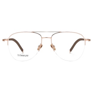 超轻纯钛半框眼镜近视可配度数男女蛤蟆款飞行员大框金丝双梁钛架