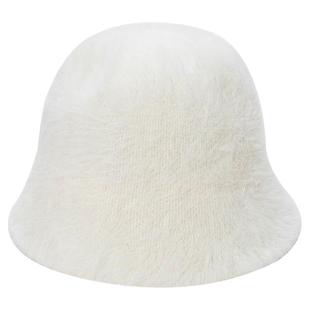 大头围毛绒渔夫帽女士秋冬季水桶帽保暖可爱冬天女款白色兔毛帽子