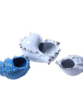 美式乡村海洋风陶瓷小海螺摆件