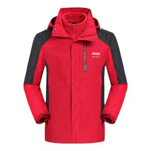 户外冲锋衣男女三合一可拆卸两件套冬季情侣防水防风外套定制logo