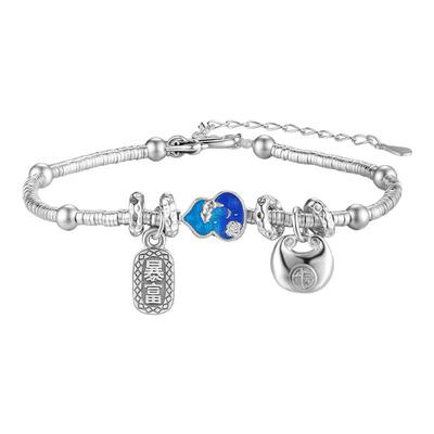 中国黄金美满福禄手链珐琅银手链