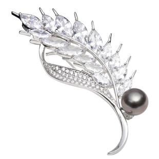 珍世缘（珠宝）大溪地海水黑珍珠胸针配大衣珍珠胸花气质珍珠别针