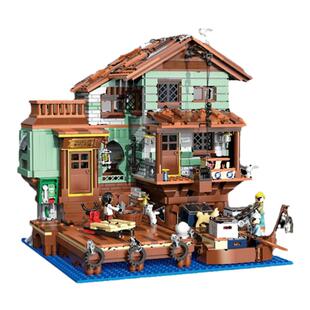 哲高积木玩具益智拼装小颗粒渔人码头街景建筑高难度拼装玩具礼物