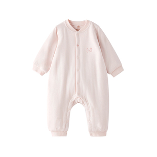 米乐熊婴儿衣服宝宝冬装夹棉哈衣婴幼儿秋冬加厚保暖外出连体衣