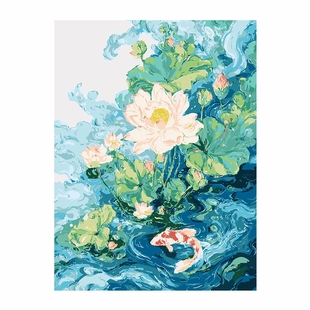 DIY数字油画古风建筑填色丙烯画风景高难度新中式油彩画2026新款