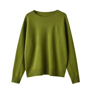 含羊绒2股16支 女士圆领无缝一体纯色毛衣 秋冬款 女装