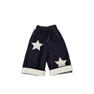 男童春秋季韩版休闲星星裤子男宝宝宽松百搭牛仔裤婴儿洋气直筒裤