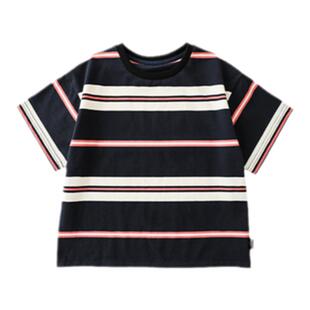 幼悠 夏季男童圆领宽松简约时尚条纹短袖T恤2026新款儿童休闲上衣