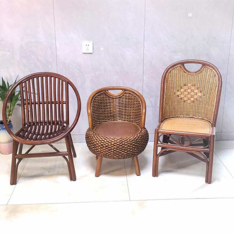 新款全藤杆太阳椅圈椅圆形阳台休闲座椅老人用靠背椅舒适换鞋凳