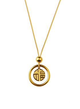 诗予饰福喜双面新中式钛钢女项链