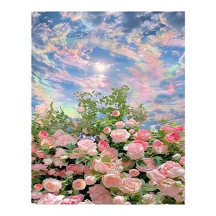 油画风客厅装饰画山茶花卉田园北欧复古艺术小众治愈系唯美成品画