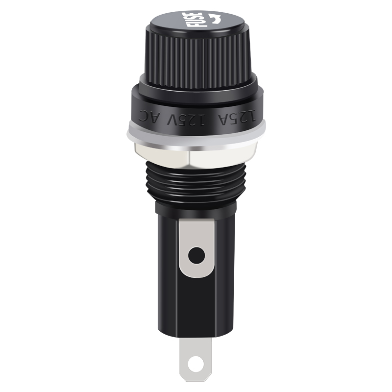 玻璃管保险丝座FUSE保险管5×20黑色旋钮6*30MM熔断器底座250V