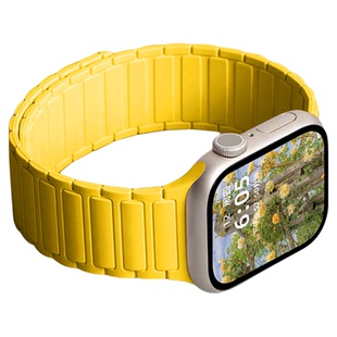 匠戴适用iwatch11表带S10苹果S9手表applewatch9磁吸S8黄色硅胶腕带S7夏天Ultra2女SE高级S3女S6男创意6新款