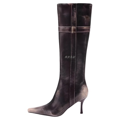 宣美同款十字架复古高筒骑士靴