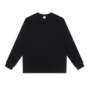 600G重磅新疆棉长袖T恤男女秋冬宽松内搭休闲打底衫纯色上衣情侣