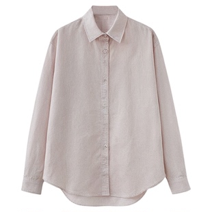 法式粉色衬衫女春秋冬季高级感气质简约休闲衬衣宽松减龄长袖上衣
