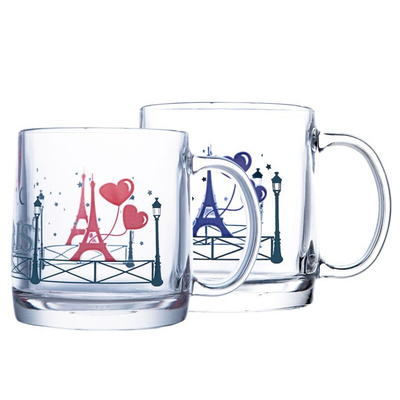 乐美雅钢化玻璃杯家用印牛奶被