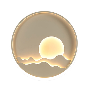 现代轻奢客厅沙发背景墙装饰画玄关过道挂画LED灯画日出卧室壁画