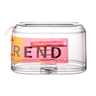 内置弹簧纸巾盒家用客厅高档创意桌面纸巾收纳轻奢酷玩透明抽纸盒