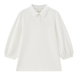 佐丹奴2026年春新款弹力棉一粒扣门筒翻领七分袖polo衫女05314786