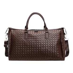 皮质旅行包女2024新款编织手提包行李袋大包软PU登机包运动健身包