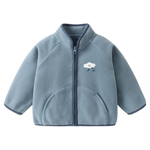 咔咔熊猫宝宝摇粒绒外套秋装儿童加绒上衣秋冬女童加厚内搭衣服潮