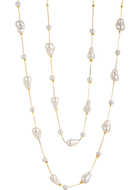 满天星巴洛克珍珠双层叠戴项链