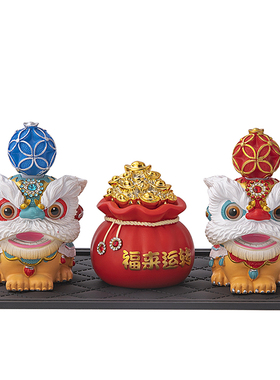 2026新款汽车车载中控台车内装饰摆件高级感小众醒狮舞狮礼物礼品