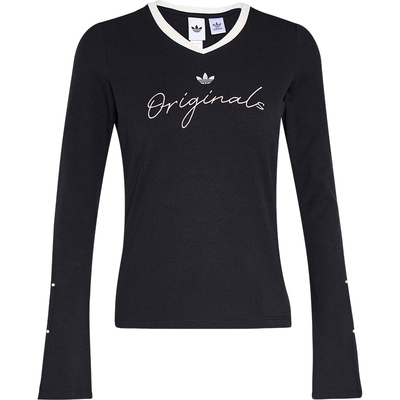 Adidas/阿迪达斯正品三叶草女士时尚经典休闲针织长袖T恤KS2381