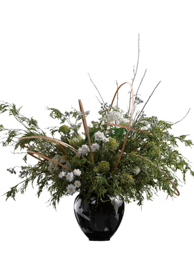 鲲屿 中式高端酒店大堂仿真花【青山依旧】房地产会所桌面摆件