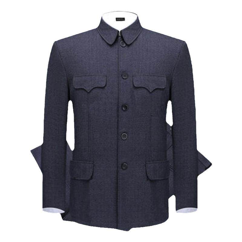 中山装男套装中老年中山服老年人外套加绒衣服春秋冬爷爷爸爸服装