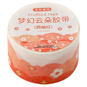 提拉多梦幻云朵胶带手账贴纸波浪造景和纸素材异形边框手账胶卷